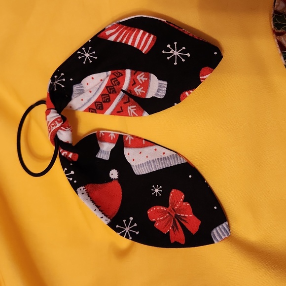 Christmas Stocking  stuffer! Handmade Cotton Hair Bows - set of 3. - Picture 3 of 4